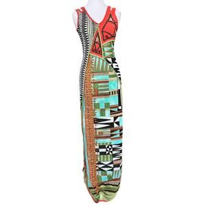 Save the Queen Patchwork Maxi Dress Y2K Artsy Abstract Mesh Beaded Made in Italy